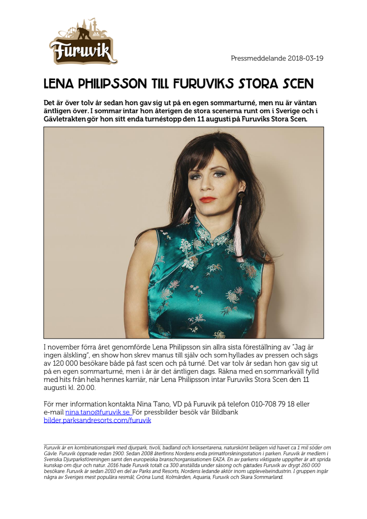 Lena Philipsson till Furuviks Stora Scen