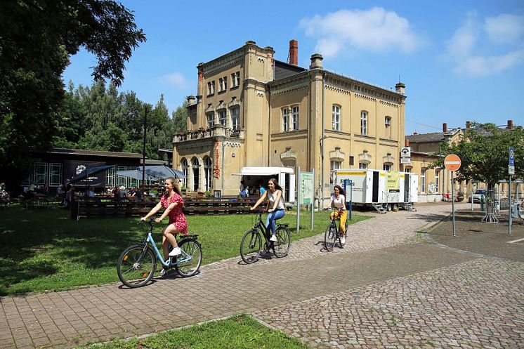 Mulderadweg am Kulturbahnhof Leisnig