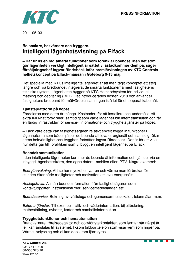 Bo snålare, bekvämare och tryggare. Intelligent lägenhetsvisning på Elfack