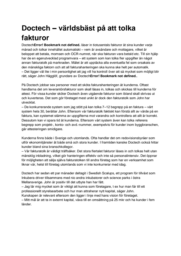 Doctech – Örebroföretaget som världsbäst på att tolka fakturor