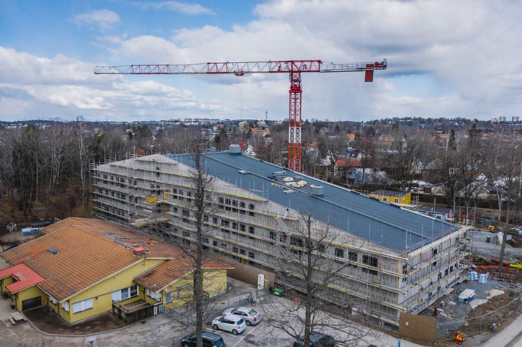 Byggbild Långsjöskolan med Windstopper