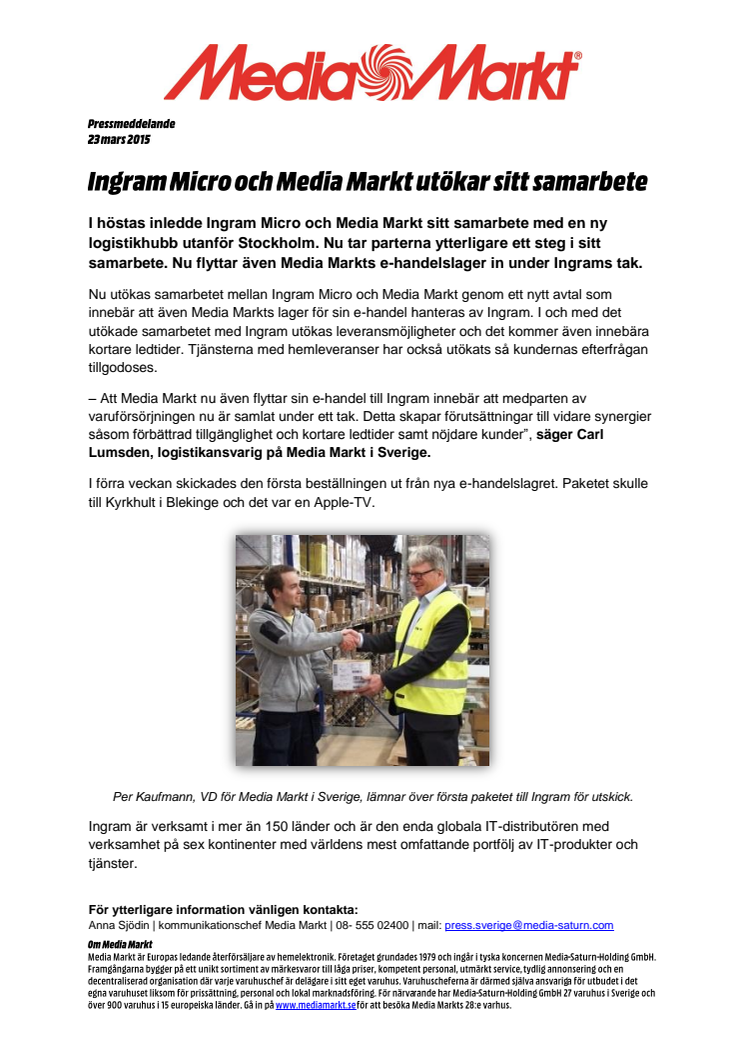 Ingram Micro och Media Markt utökar sitt samarbete