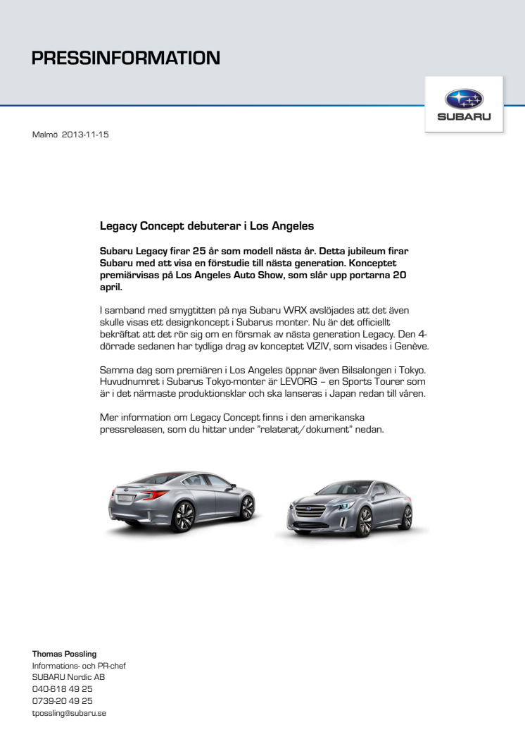 Legacy Concept debuterar i Los Angeles