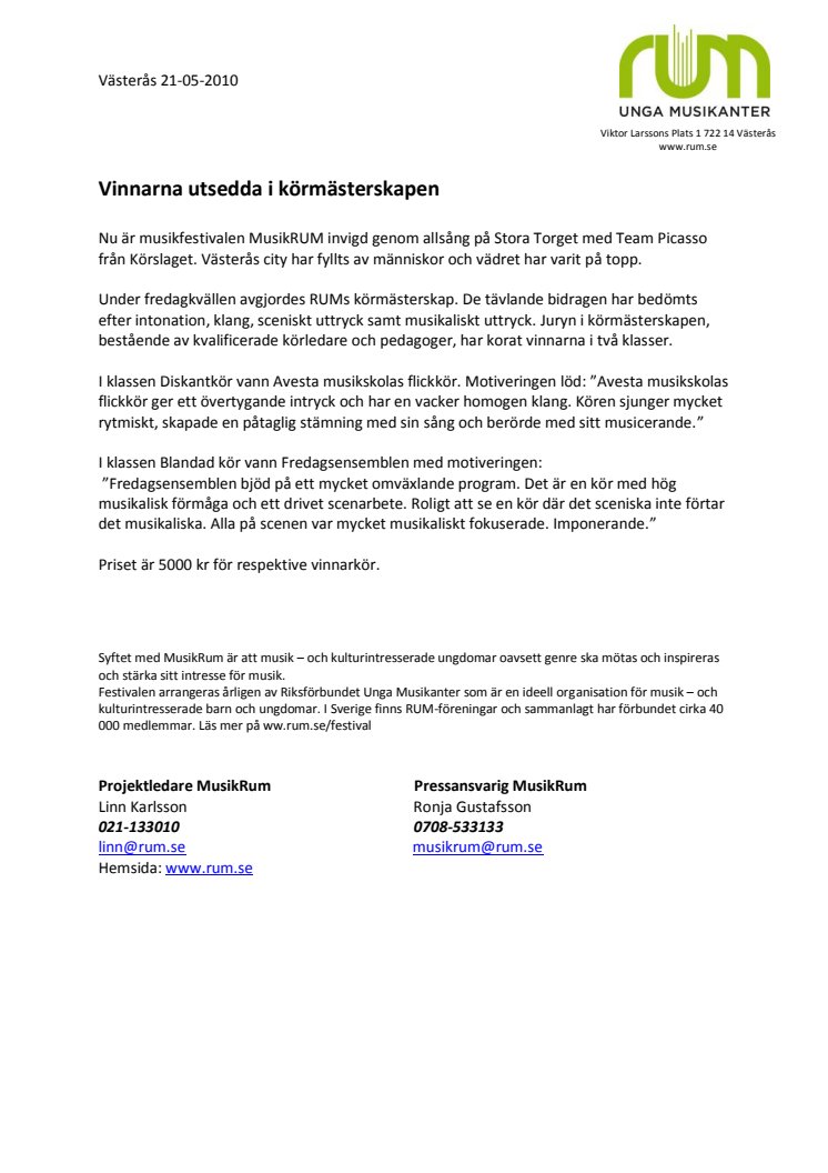 Vinnarna utsedda i körmästerskapen 