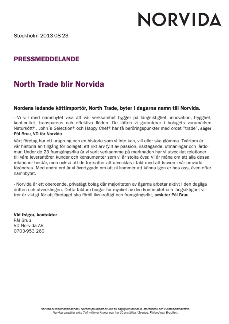 North Trade blir Norvida