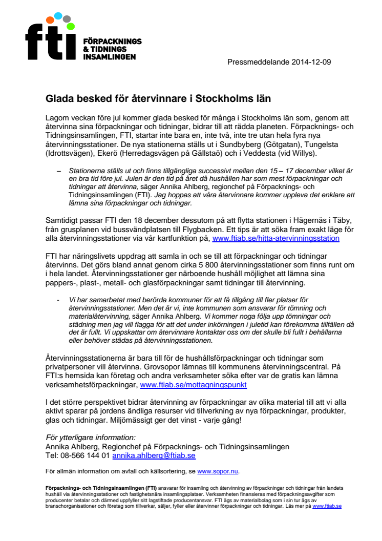 Glada besked för återvinnare i Stockholms län