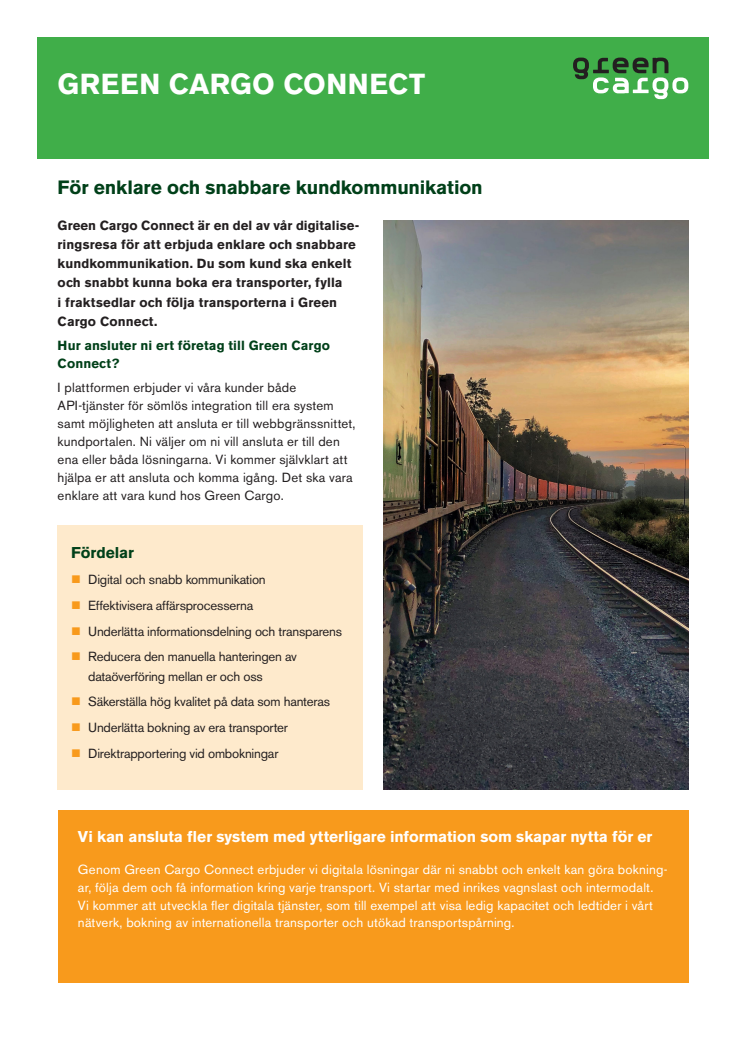 Green Cargo Connect - för enklare och snabbare kundkommunikation