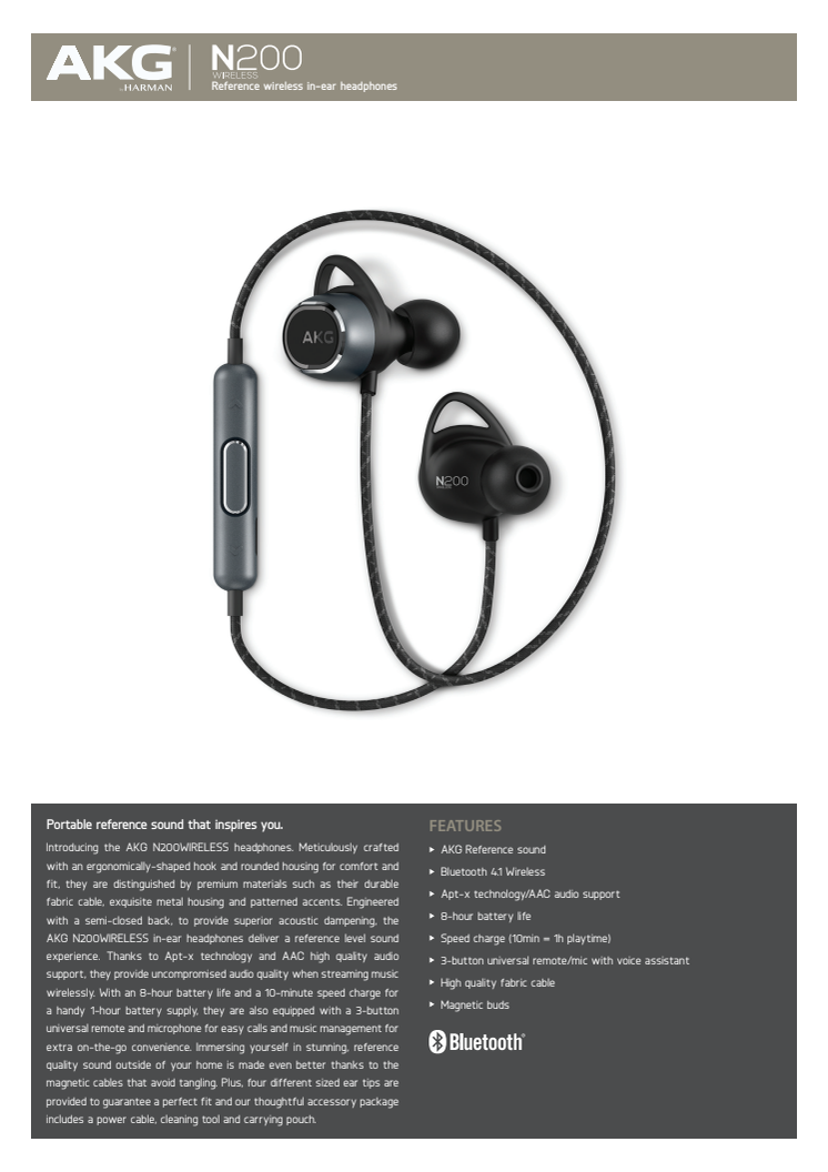 AKG N200BT_Spec sheet