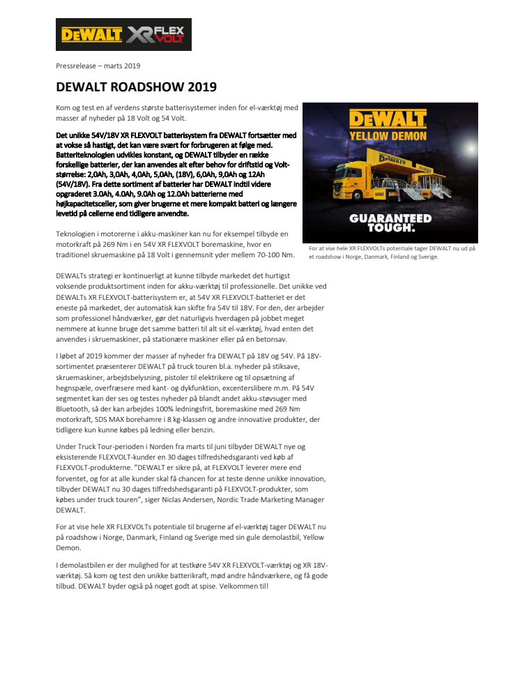 DEWALT ROADSHOW 2019