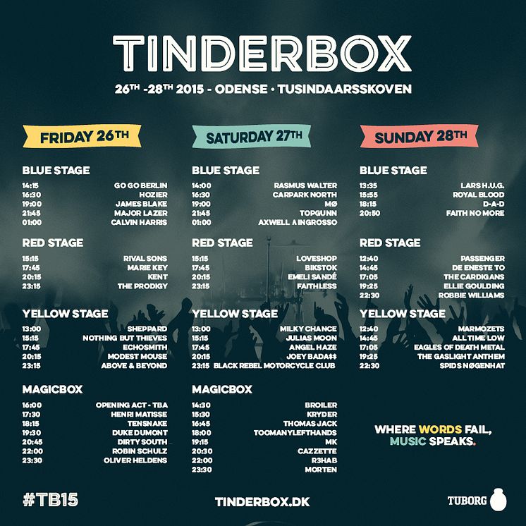 Tinderbox timetable