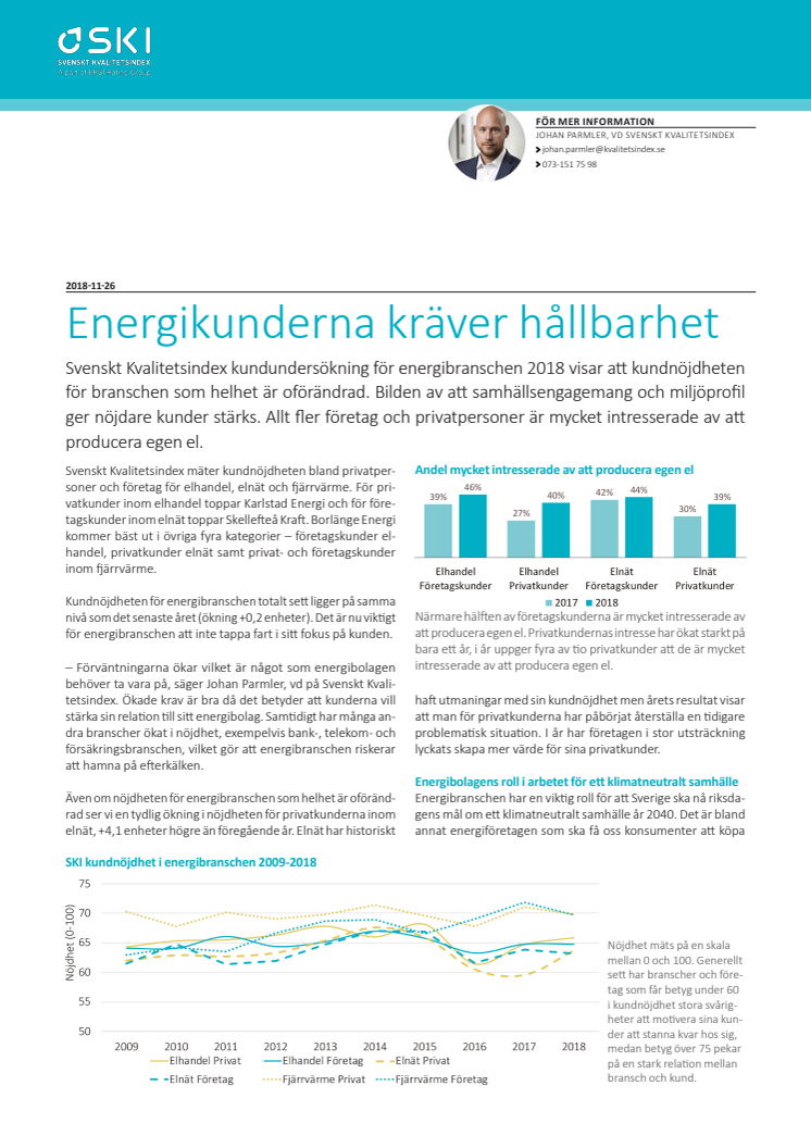 Svenskt Kvalitetsindex Energibranschen 2018