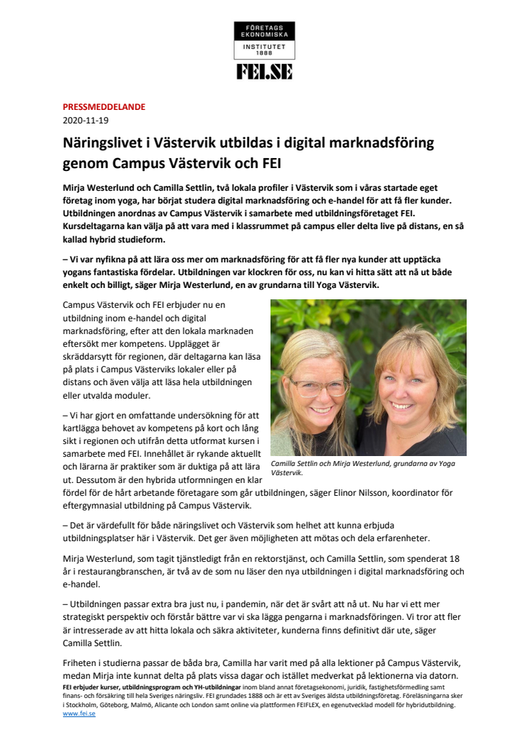 Näringslivet i Västervik utbildas i digital marknadsföring genom Campus Västervik och FEI