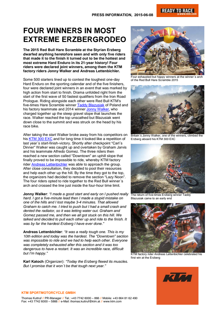FOUR WINNERS IN MOST EXTREME ERZBERGRODEO