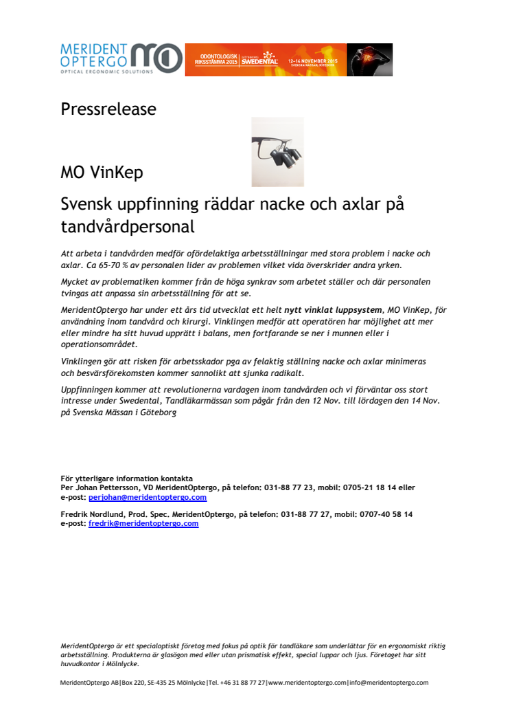 MO VinKep  Svensk uppfinning räddar nacke och axlar på tandvårdspersonal