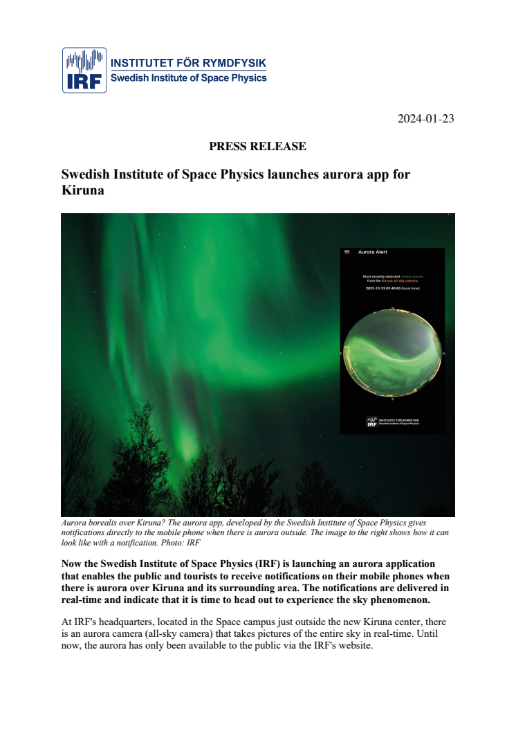 Press release_Swedish Institute of Space Physics launches aurora app for Kiruna.pdf