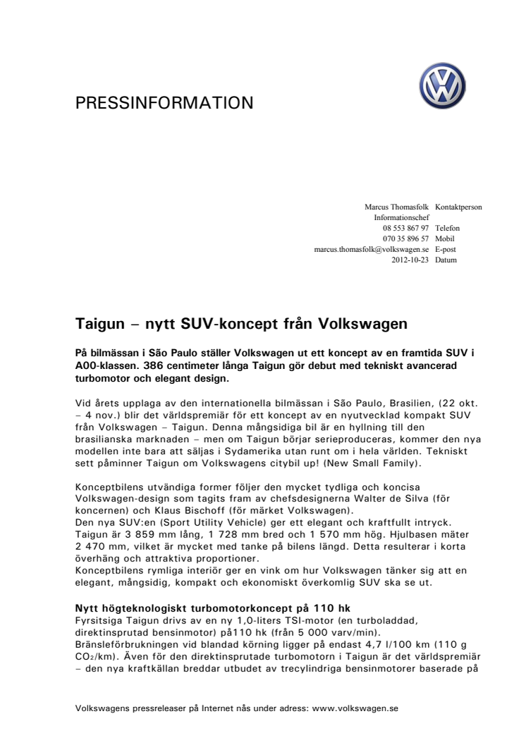 Taigun – nytt SUV-koncept från Volkswagen