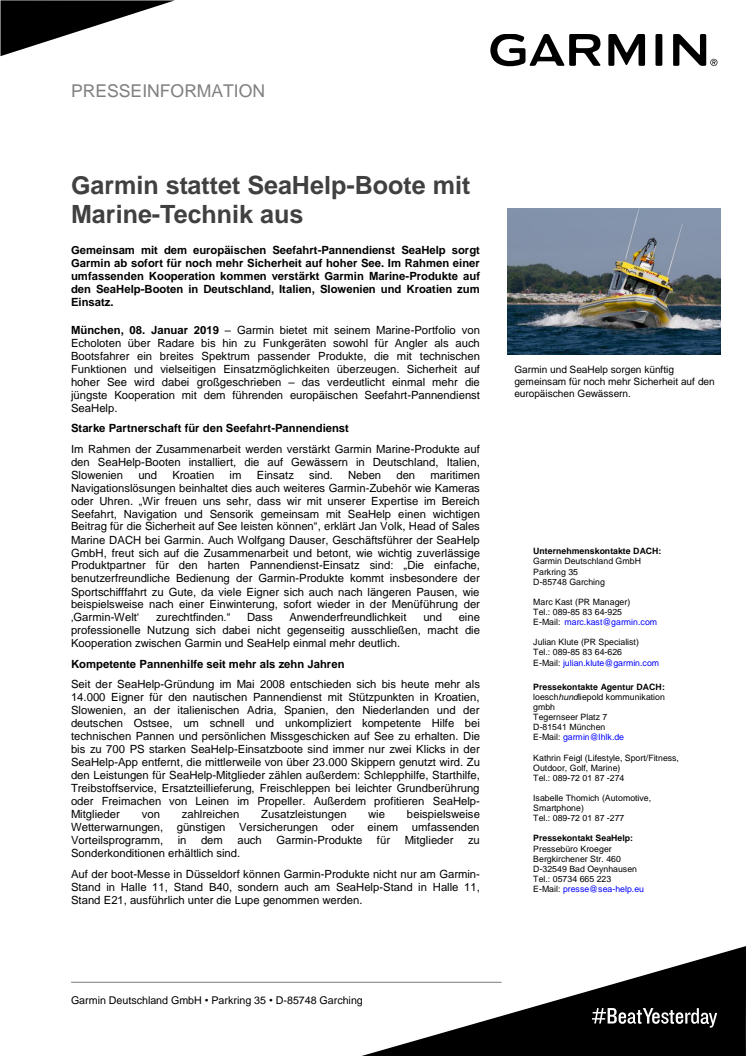 Garmin stattet SeaHelp-Boote mit Marine-Technik aus