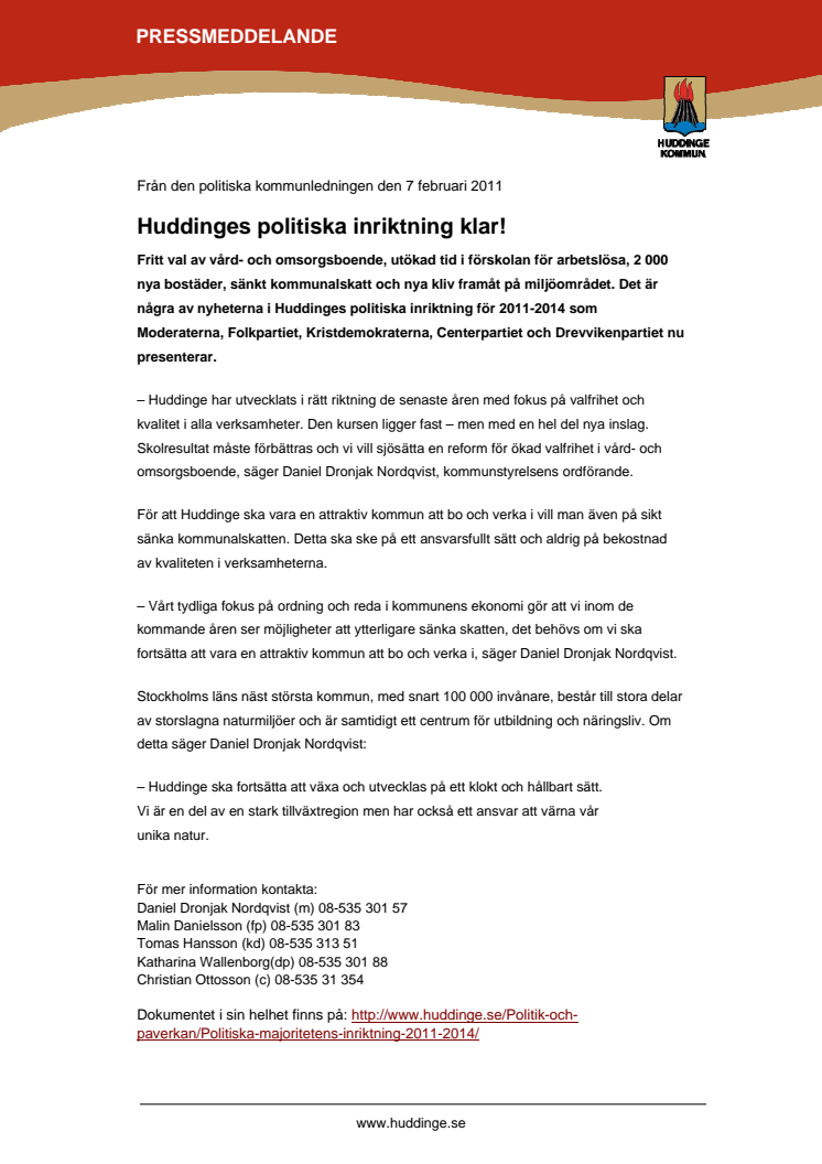Huddinges politiska inriktning klar!