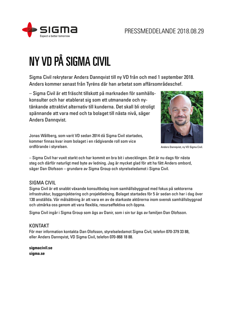 Ny VD på Sigma Civil