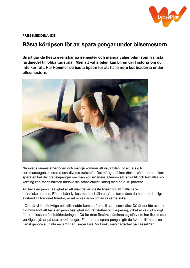 Bästa körtipsen för att spara pengar under bilsemestern