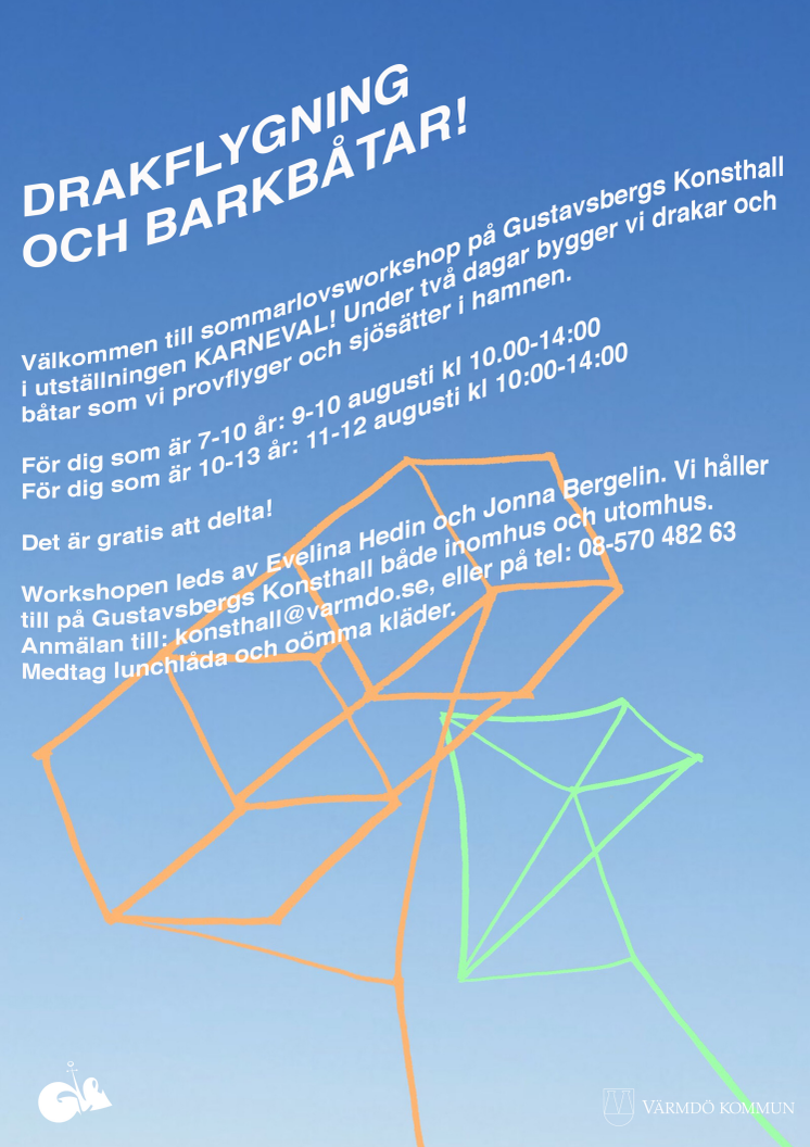 Drakflygning och barkbåtar på Gustavsbergs Konsthall.