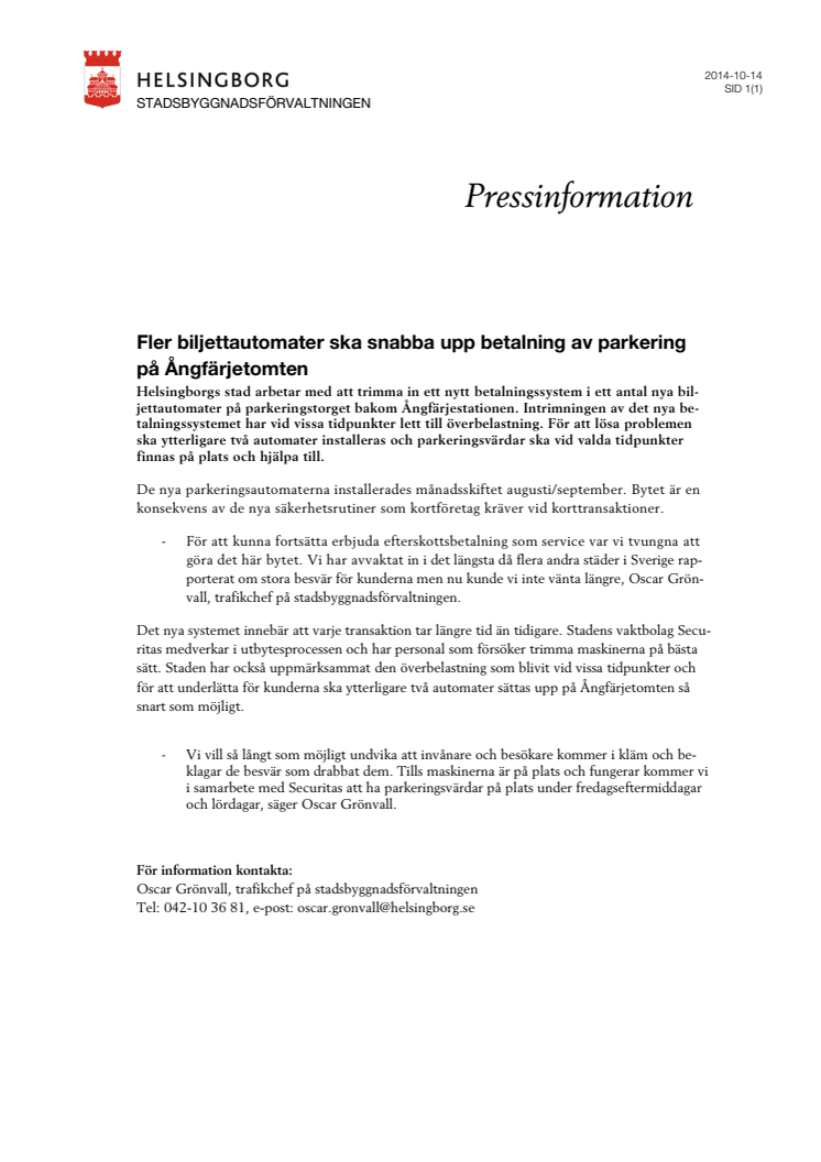 Fler biljettautomater ska snabba upp betalning av parkering på Ångfärjetomten 