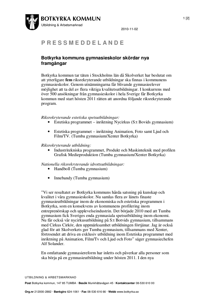 Botkyrka kommuns gymnasieskolor skördar nya framgångar