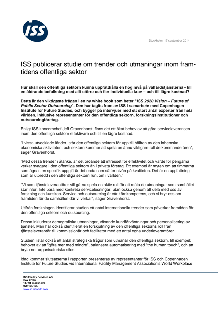 ISS publicerar studie om trender och utmaningar inom framtidens offentliga sektor