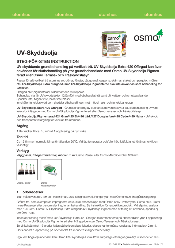 Steg för steg instruktion Osmo UV-Skyddsolja