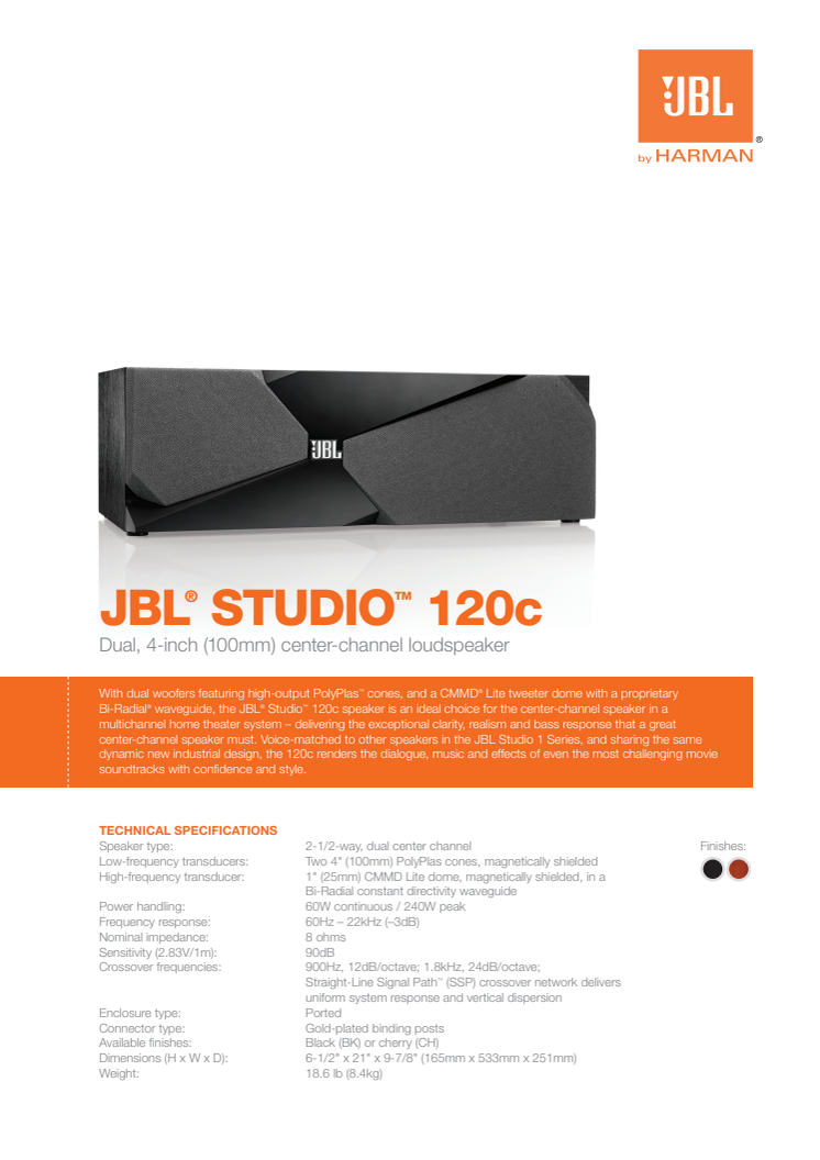 Specification sheet - JBL 120 (English)
