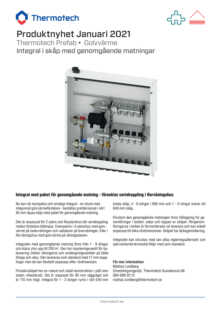 Produktnyhet Januari 2021 - Integral i skåp med genomgående matningar