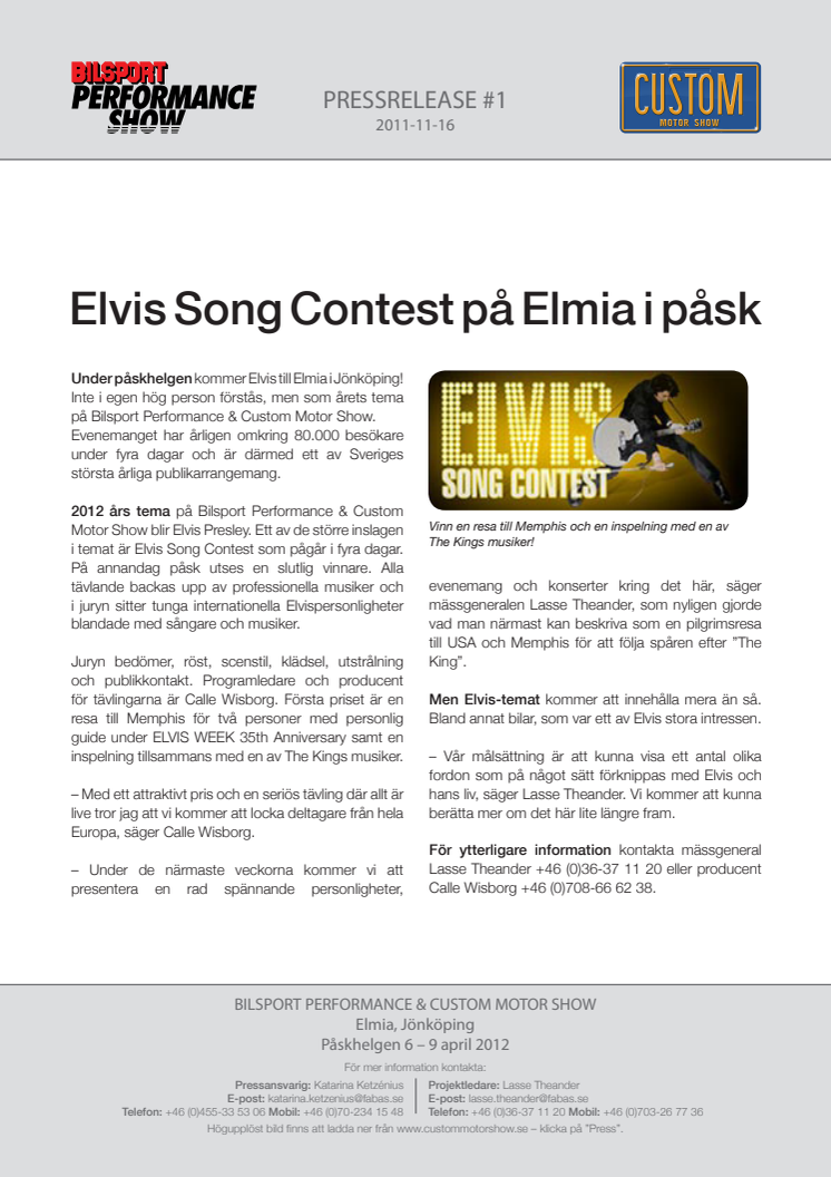 Elvis Song Contest på Elmia i påsk