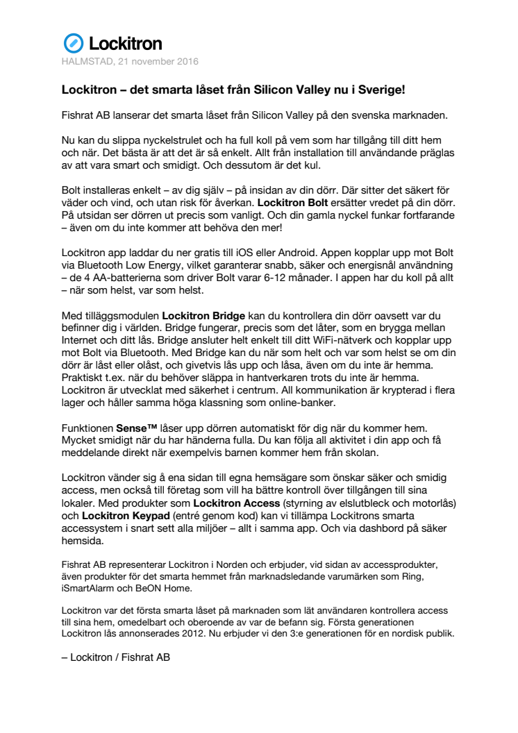 Lockitron – det smarta låset från Silicon Valley nu i Sverige!
