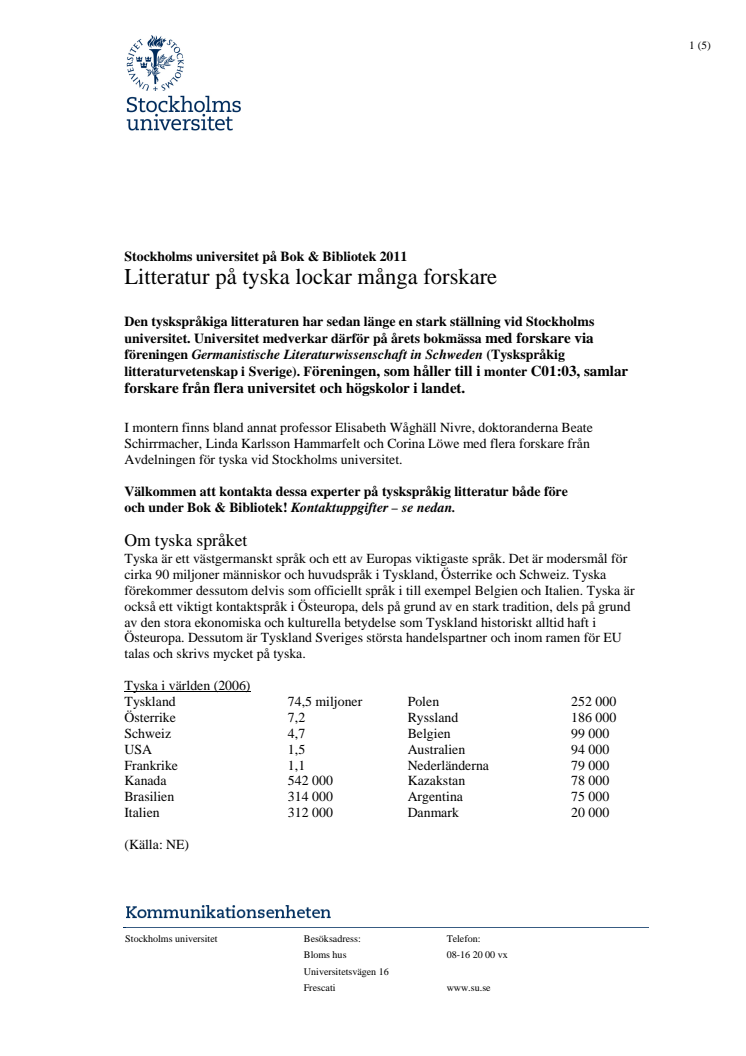Stockholms universitet på Bok & Bibliotek: Litteratur på tyska lockar många forskare  