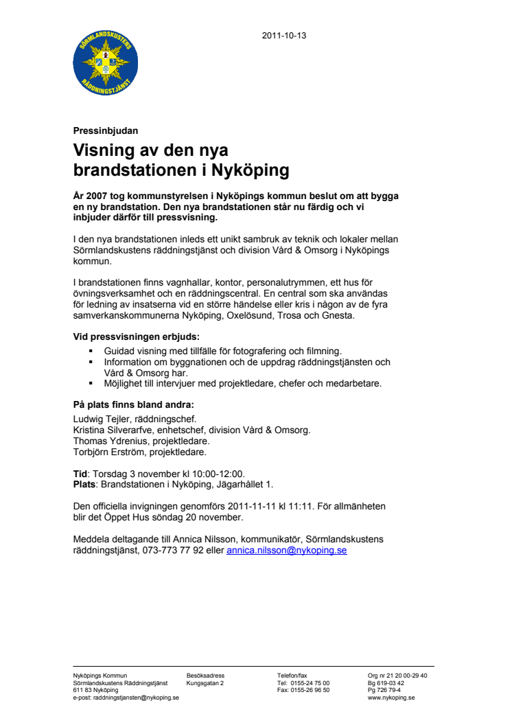 Visning av den nya brandstationen i Nyköping