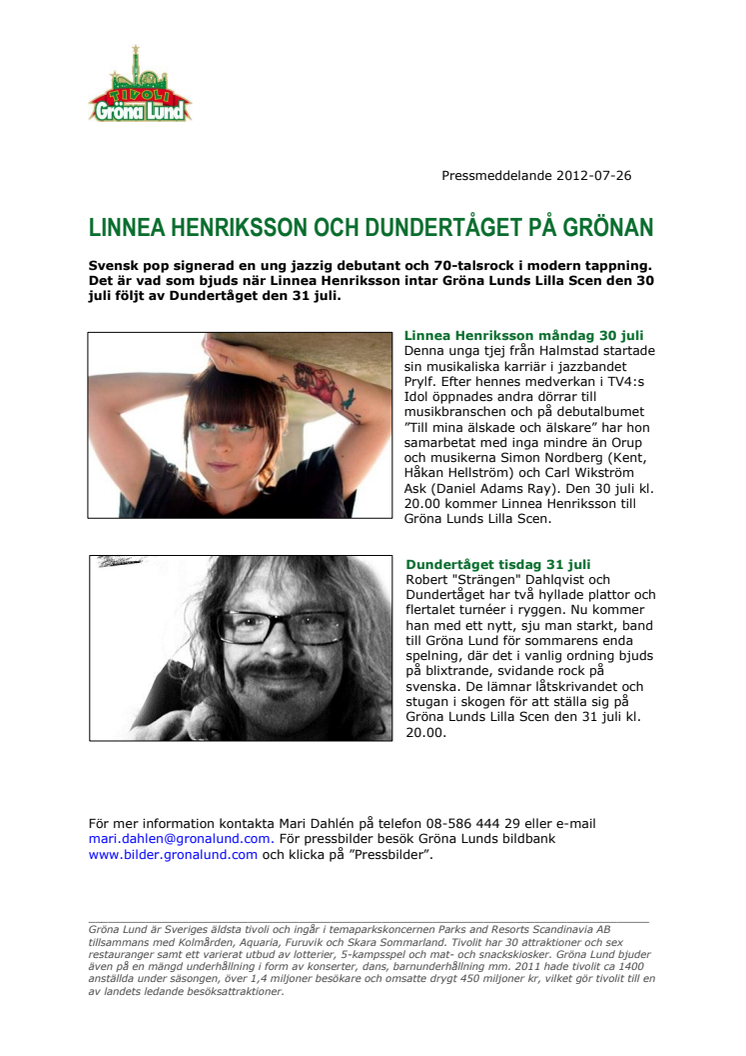 Linnea Henriksson och Dundertåget på Grönan