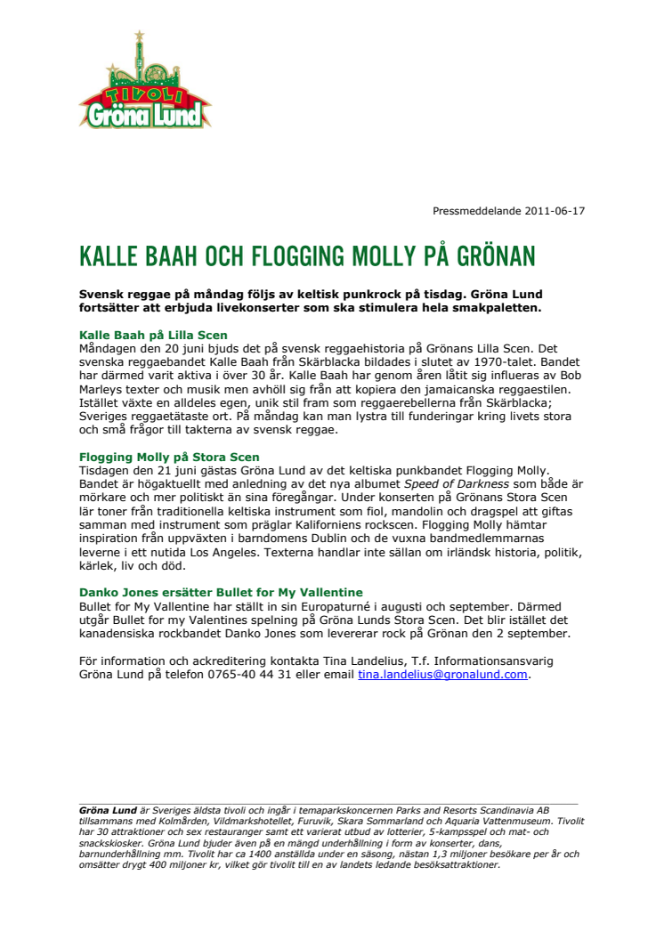 Kalle Baah och Flogging Molly på Grönan