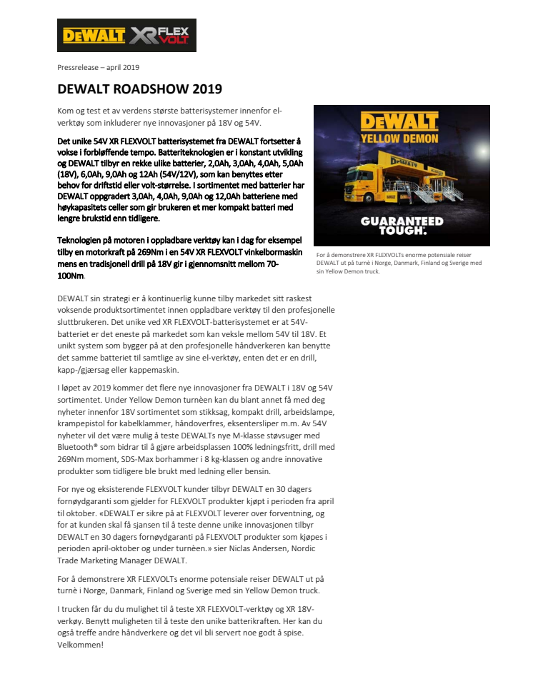 DEWALT ROADSHOW 2019