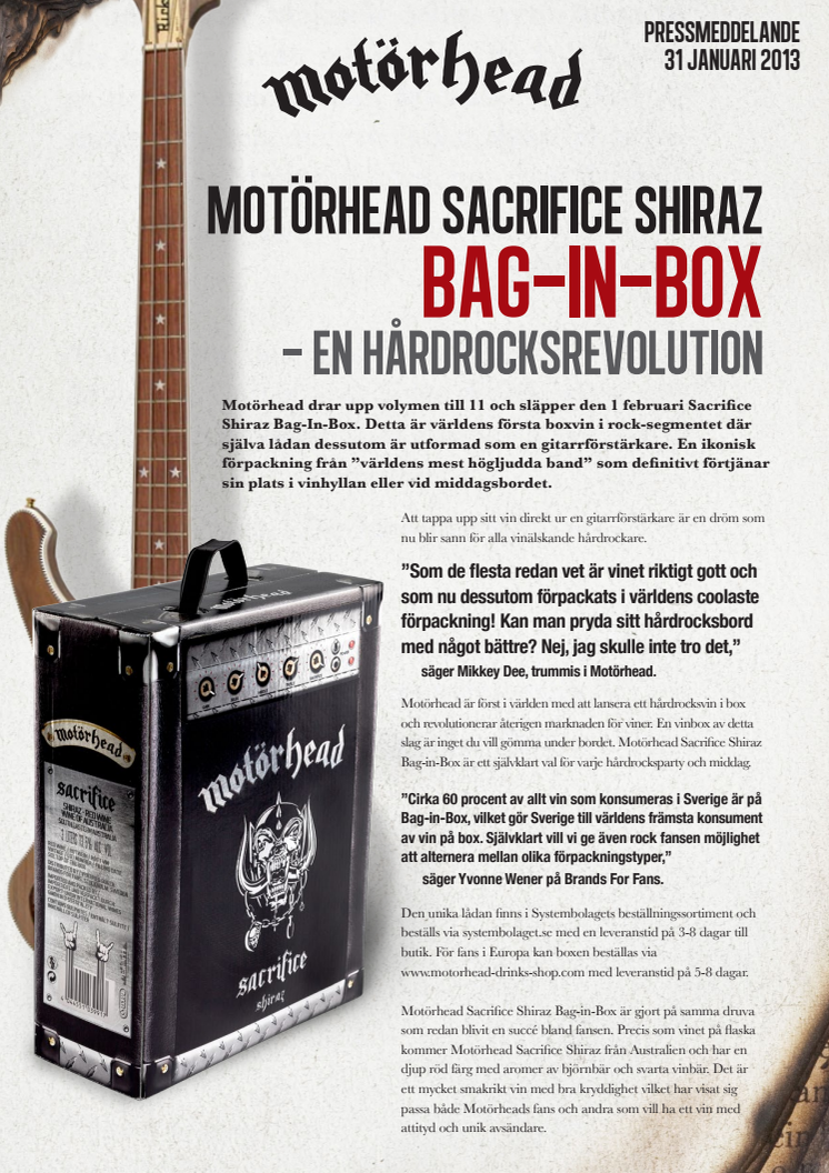 Motörhead Sacrifice Shiraz Bag-in-Box – en hårdrocksrevolution