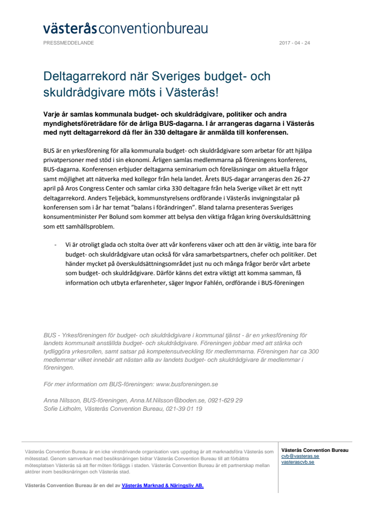 Deltagarrekord när Sveriges budget- och skuldrådgivare möts i Västerås!