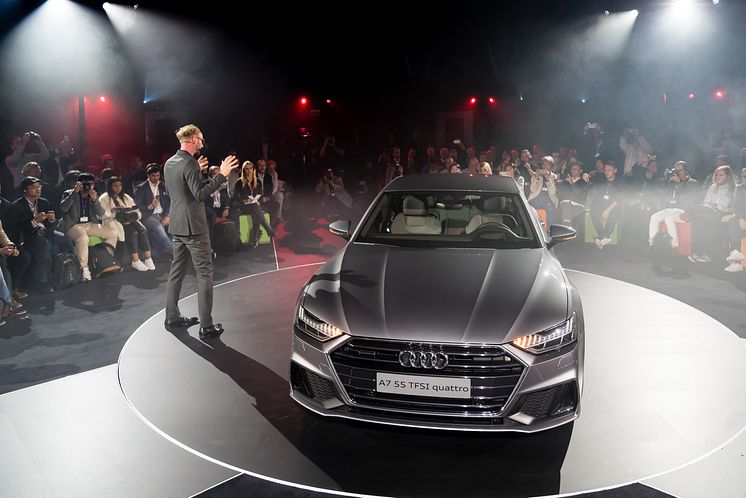 Marc Lichte præsenterer den nye Audi A7 Sportback ved verdenpremieren i Ingolstadt 19. oktober 2017