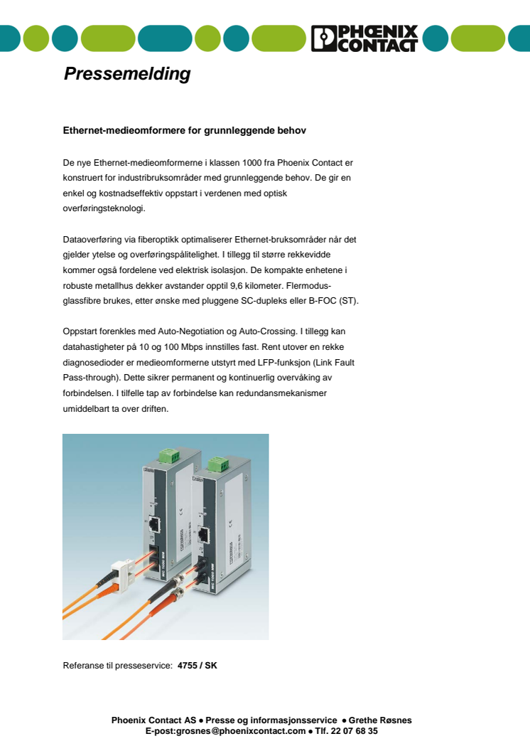 Ethernet-medieomformere for grunnleggende behov