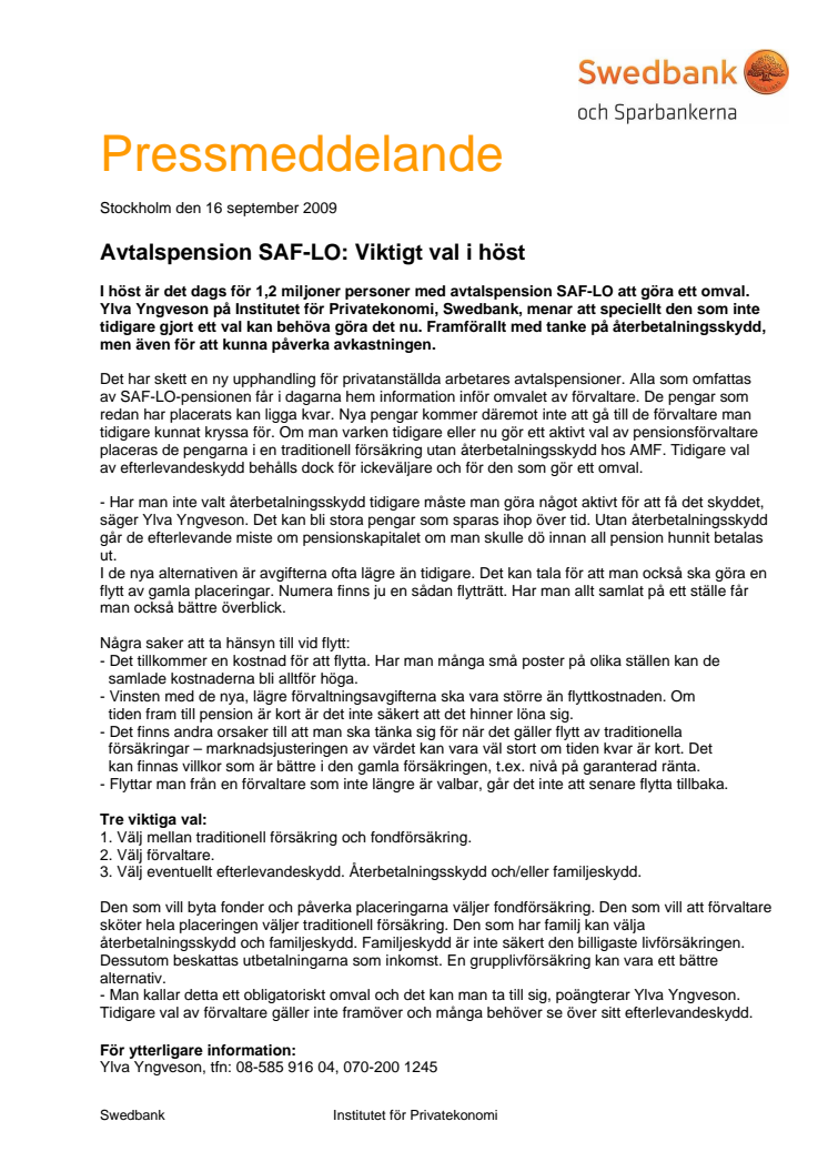 Avtalspension SAF-LO: Viktigt val i höst