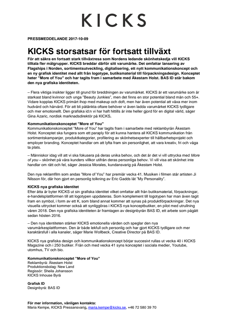 KICKS storsatsar för fortsatt tillväxt