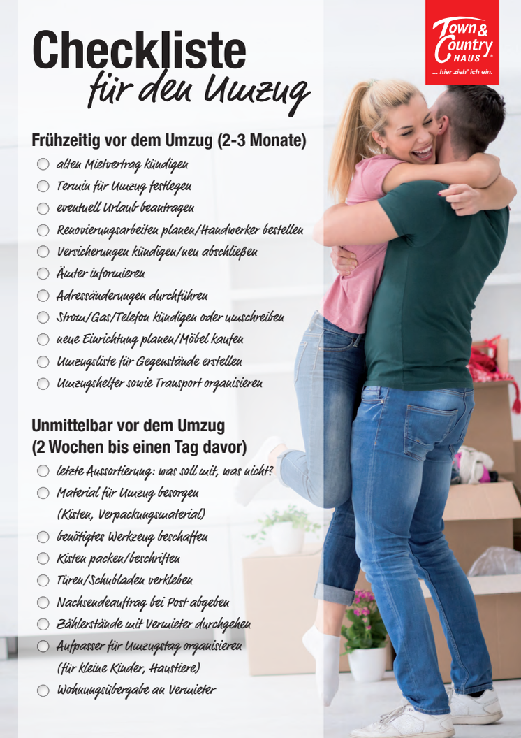 Checkliste für den Umzug