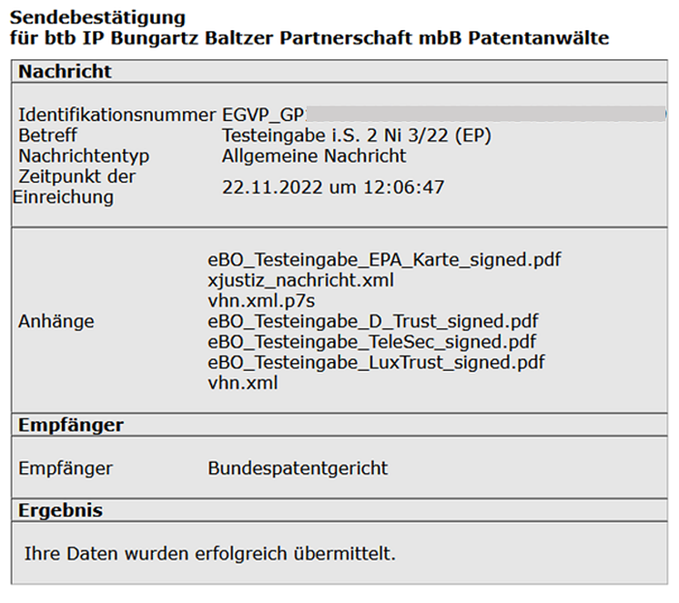 Sendebestätigung