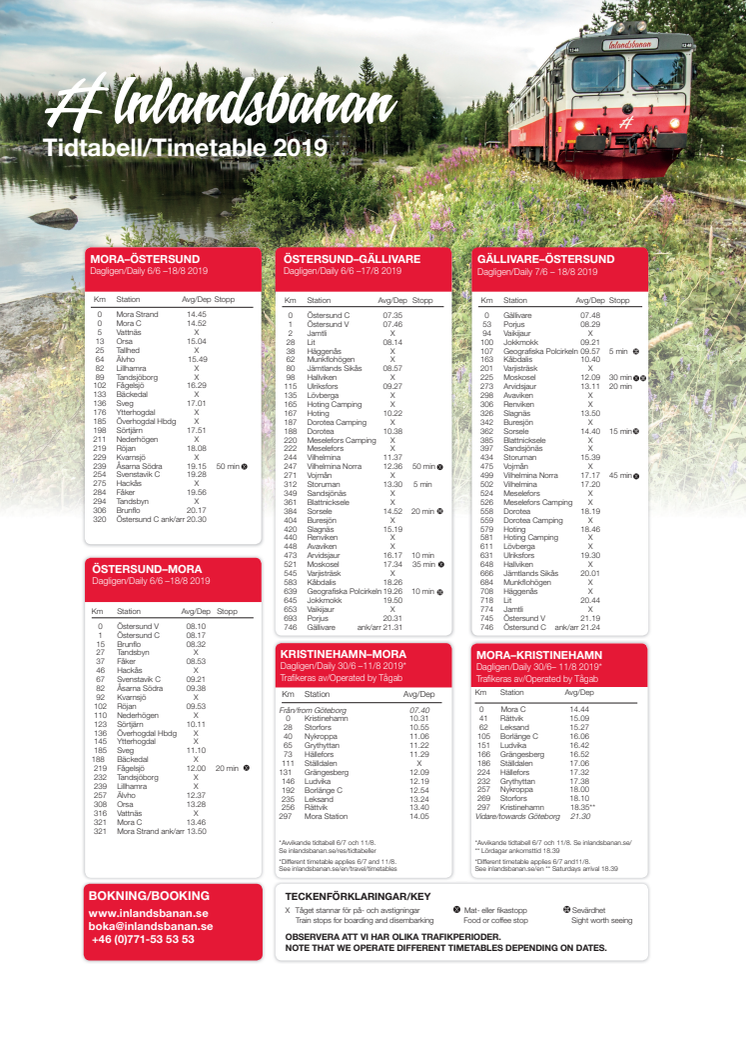 Tidtabell sommaren 2019