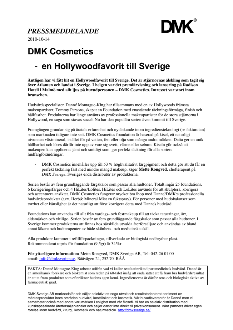 DMK Cosmetics -en Hollywoodfavorit till Sverige