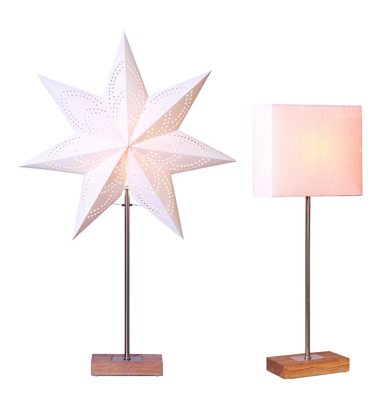 Lampa & adventsstjärna, frilagd-vit