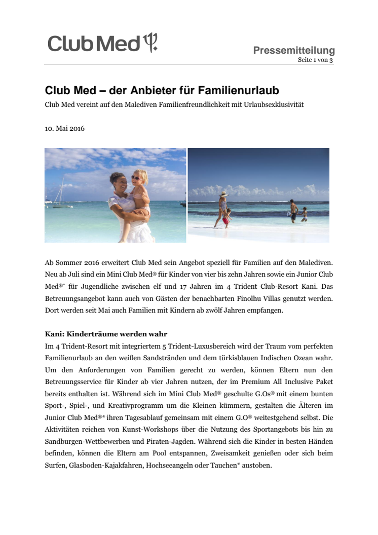 Club Med – der Anbieter für Familienurlaub